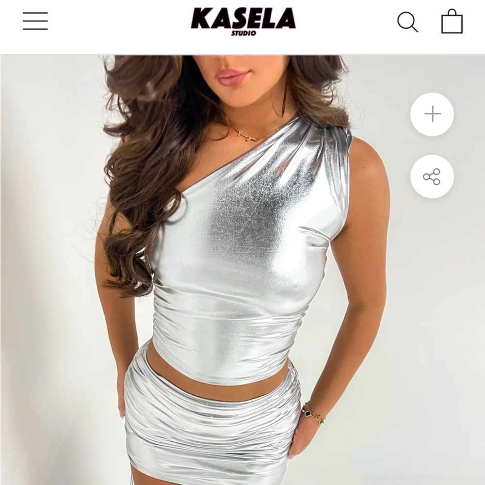 Metallic One Shoulder Top